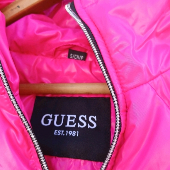 NWT $150 Guess Puffer Jacket Pink Small - Picture 2 of 8